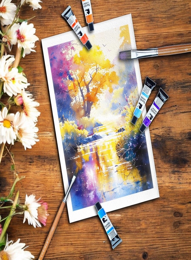 ArtRight 12 x 12ml Acrylic Paint Set with 4 Free Paint Brushes and Palette - Acid-Free, Non-Toxic Multicolored Artists' Colors for Acrylic Painting (12ml, 0.4oz) - Image 2